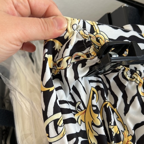 NWOT Zebra Chain Gold  Print Cut Out Halter Maxi Mermaid Dress sz 2XL - Picture 8 of 9